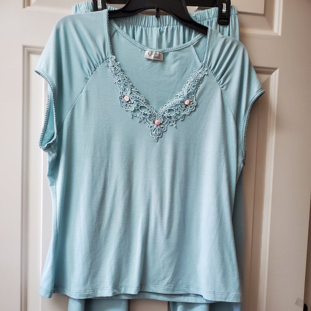 CINEMA BLUE KNIT PAJAMAS